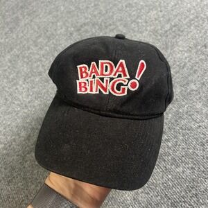 Bada Bing Hat Cap Strap Back Black Satin Dolls Sopranos TV Show Mens Embroidered